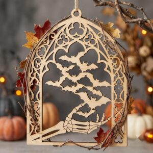 Halloween Skull Ornament Bundle, Gothic Floral Bone Multi Layer Decor