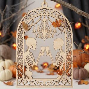 Halloween Skull Ornament Bundle, Gothic Floral Bone Multi Layer Decor