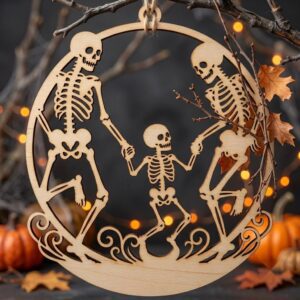 Halloween Skull Ornament Bundle, Gothic Floral Bone Multi Layer Decor