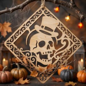 Halloween Skull Ornament Bundle, Gothic Floral Bone Multi Layer Decor