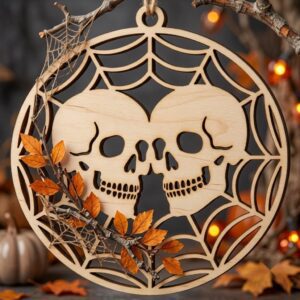Halloween Skull Ornament Bundle, Gothic Floral Bone Multi Layer Decor