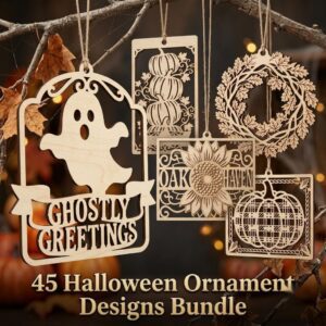 Halloween Wood Ornament Bundle, Vintage Autumn Harvest Crate Labels, Retro Decor
