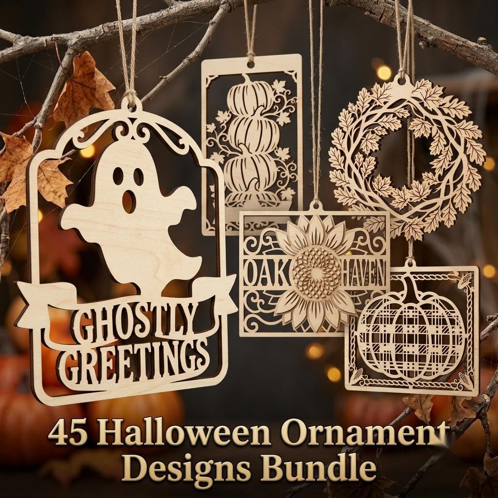 Halloween Wood Ornament Bundle, Vintage Autumn Harvest Crate Labels, Retro Decor