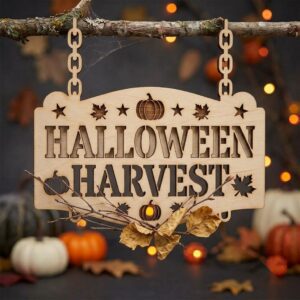 Halloween Wood Ornament Bundle, Vintage Autumn Harvest Crate Labels, Retro Decor