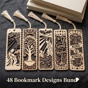 Jesus Bookmark SVG, Laser Cut File For Bookmarks, Bundle Of 48 Parables Designs, Christian Multilayer SVG, Bible Verse Gift