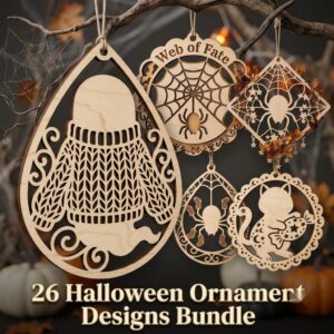 Kawaii Halloween Candy Ornament Bundle, Cute Sweet Treats Wood Laser Files