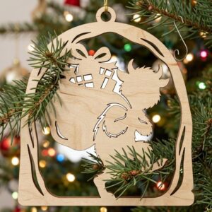 Layered Christmas Ornament Design, Woodland Winter Reindeer Snowflake Bauble