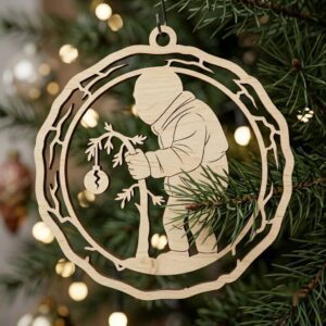 Layered Christmas Ornament Design, Woodland Winter Reindeer Snowflake Bauble