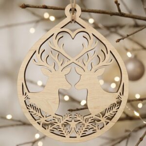 Layered Christmas Ornament Design, Woodland Winter Reindeer Snowflake Bauble