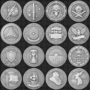 Military Challenge Coin Engraving Files, 3D Relief PNG Bundle
