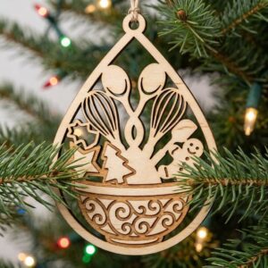 Mrs Claus Kitchen Christmas Ornaments, 30 Gingerbread Baking Holiday Decor