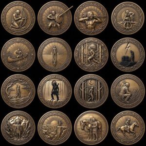 Native American Warrior Coin Laser Engraving Files, 50 3D Depth Map PNG Bundle