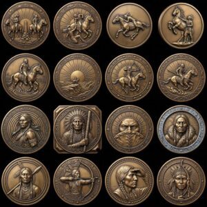 Native American Warrior Coin Laser Engraving Files, 50 3D Depth Map PNG Bundle