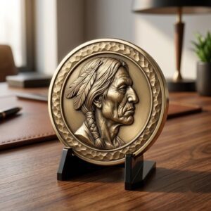 Native American Warrior Coin Laser Engraving Files, 50 3D Depth Map PNG Bundle