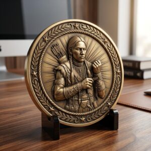 Native American Warrior Coin Laser Engraving Files, 50 3D Depth Map PNG Bundle