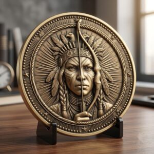Native American Warrior Coin Laser Engraving Files, 50 3D Depth Map PNG Bundle