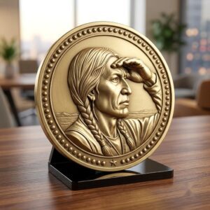 Native American Warrior Coin Laser Engraving Files, 50 3D Depth Map PNG Bundle
