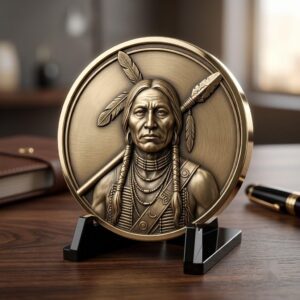 Native American Warrior Coin Laser Engraving Files, 50 3D Depth Map PNG Bundle