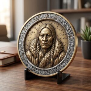 Native American Warrior Coin Laser Engraving Files, 50 3D Depth Map PNG Bundle