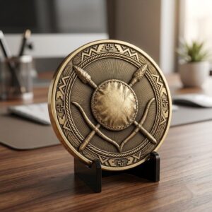 Native Warrior Challenge Coin Engraving File, 3D Laser Relief Depth Map PNG
