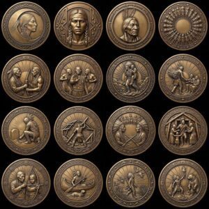 Native Warrior Challenge Coin Engraving File, 3D Laser Relief Depth Map PNG