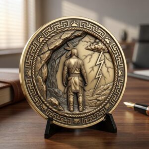 Native Warrior Challenge Coin Engraving File, 3D Laser Relief Depth Map PNG