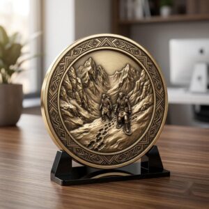 Native Warrior Challenge Coin Engraving File, 3D Laser Relief Depth Map PNG
