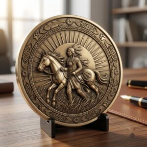 Native Warrior Challenge Coin Engraving File, 3D Laser Relief Depth Map PNG