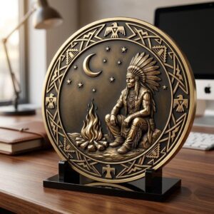 Native Warrior Challenge Coin Engraving File, 3D Laser Relief Depth Map PNG