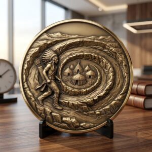 Native Warrior Challenge Coin Engraving File, 3D Laser Relief Depth Map PNG
