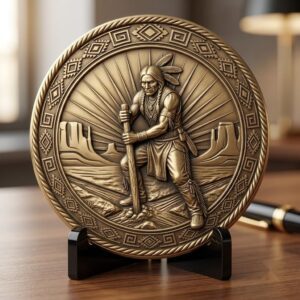 Native Warrior Challenge Coin Engraving File, 3D Laser Relief Depth Map PNG
