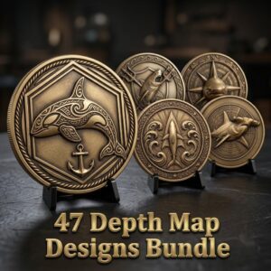Ocean Predator 3D Relief Coin Files, Maritime Security Laser Art