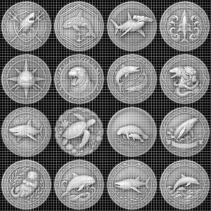 Ocean Predator 3D Relief Coin Files, Maritime Security Laser Art