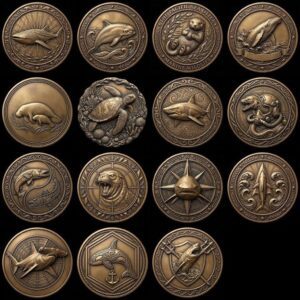 Ocean Predator 3D Relief Coin Files, Maritime Security Laser Art