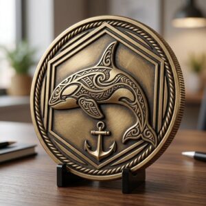 Ocean Predator 3D Relief Coin Files, Maritime Security Laser Art