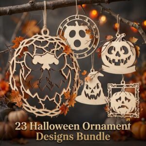 Pumpkin Halloween Ornament Laser File, Jack O Lantern Faces, Fall Decor