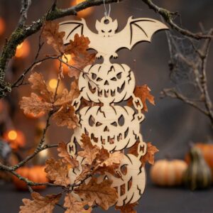 Pumpkin Halloween Ornament Laser File, Jack O Lantern Faces, Fall Decor
