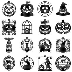 Pumpkin Halloween Ornament Laser File, Jack O Lantern Faces, Fall Decor