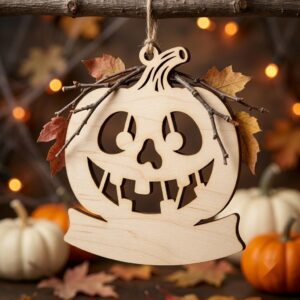 Pumpkin Halloween Ornament Laser File, Jack O Lantern Faces, Fall Decor