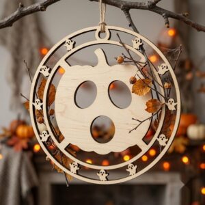 Pumpkin Halloween Ornament Laser File, Jack O Lantern Faces, Fall Decor