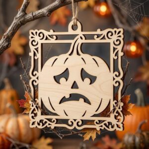 Pumpkin Halloween Ornament Laser File, Jack O Lantern Faces, Fall Decor