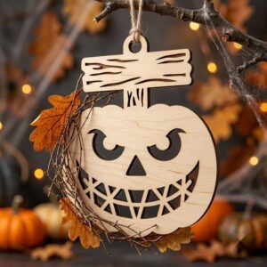 Pumpkin Halloween Ornament Laser File, Jack O Lantern Faces, Fall Decor