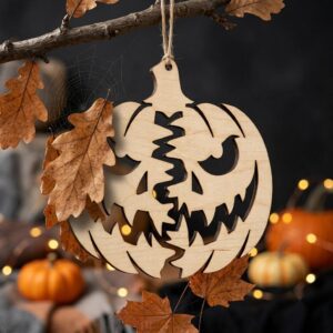Pumpkin Halloween Ornament Laser File, Jack O Lantern Faces, Fall Decor