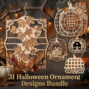 Rustic Farmhouse Halloween Ornament Bundle, Fall Pumpkin & Barn Decor