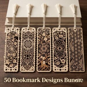 Sacred Geometry Floral Bookmark Laser Bundle, 50 Botanical Designs