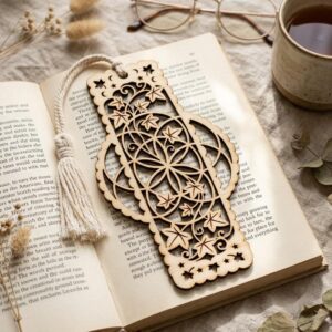 Sacred Geometry Floral Bookmark Laser Bundle, 50 Botanical Designs