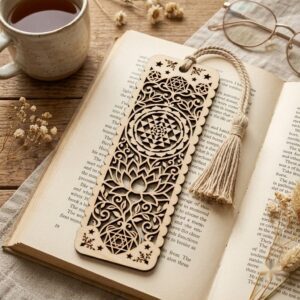 Sacred Geometry Floral Bookmark Laser Bundle, 50 Botanical Designs