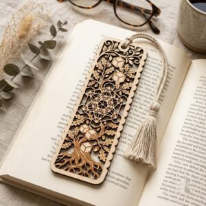 Sacred Geometry Floral Bookmark Laser Bundle, 50 Botanical Designs