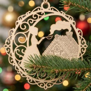 Santa Sleigh Ride Diorama, 3D Layered Winter Village Christmas Wood Ornament