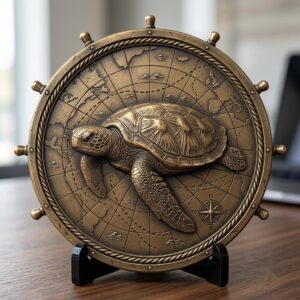 Sea Turtle 3D Relief PNG, Coin Engraving Files, Vintage Naturalist Art